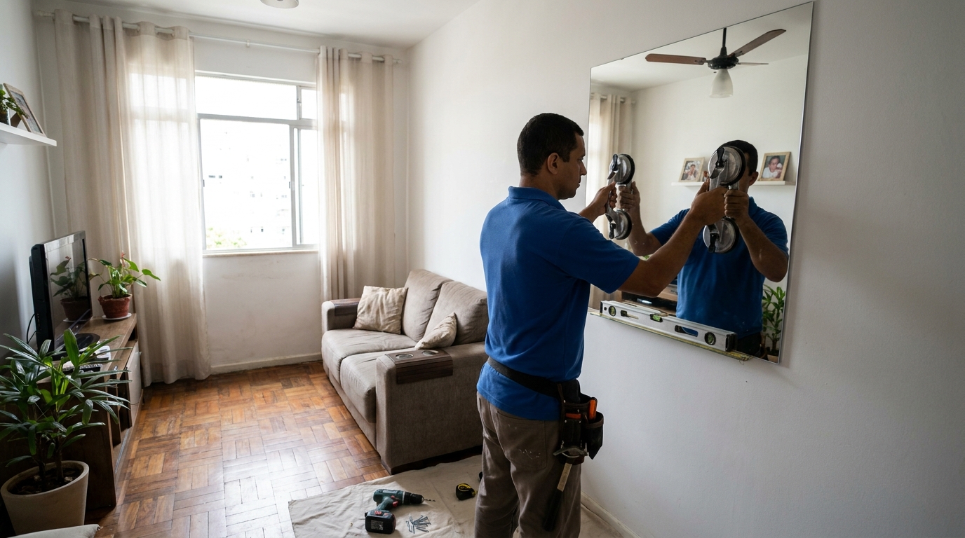Espelho sob medida com parquet em Olinda-PE